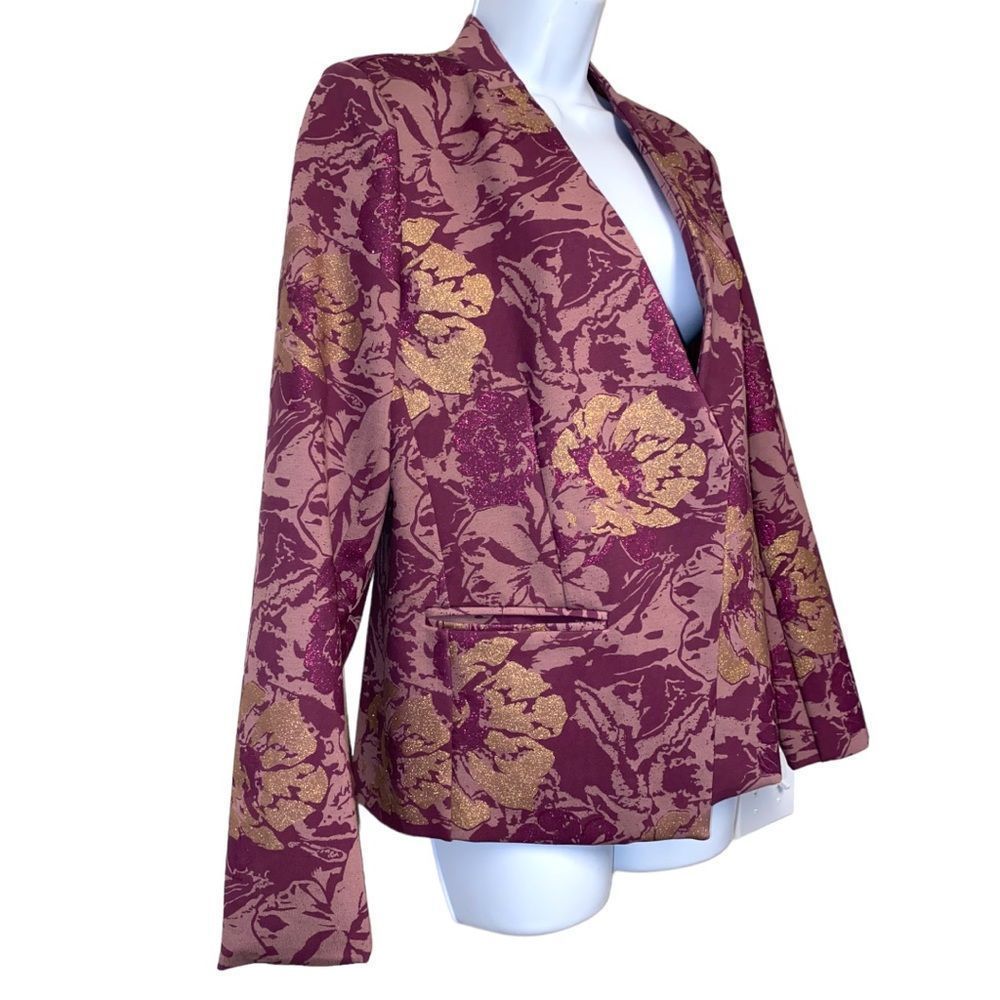 Soft Surroundings Purple and Gold Floral Blazer & Pants - Picture 5 of 16